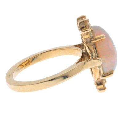 Opal, Diamond, 14k Yellow Gold Ring