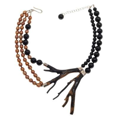 Bill Harris, Piedras San Miguel, Coral, Onyx, Freshwater Cultured Pearl Necklace