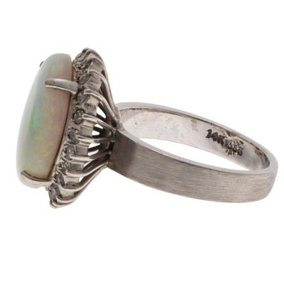 Opal, Diamond, 14k White Gold Ring