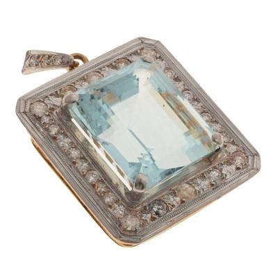 Aquamarine, Diamond, 18k Pendant