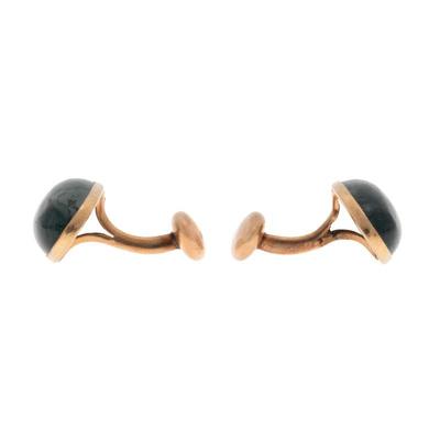 Pair of Moss Agate, 10k Rose Gold Cufflinks