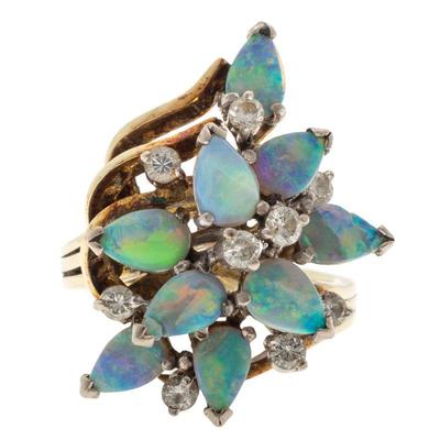 Opal, Diamond, 14k Yellow Gold Ring