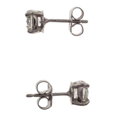 Pair of Diamond, Platinum Earrings