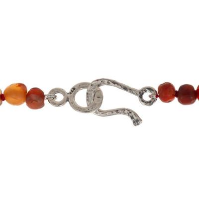 Carnelian Bead, Sterling Silver Necklace