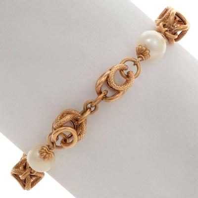 Cultured Pearl, 14k Rose Gold Bracelet
