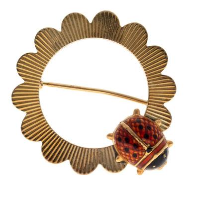 Enamel, 18k, 14k Yellow Gold Pin