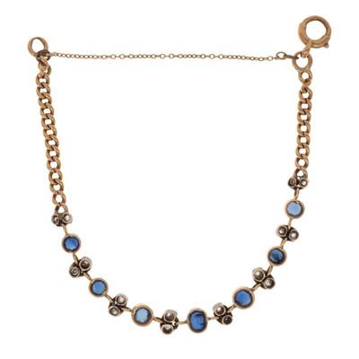 Antique French Diamond, Sapphire, 18k, Silver Bracelet