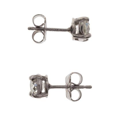 Pair of Diamond, Platinum Earrings
