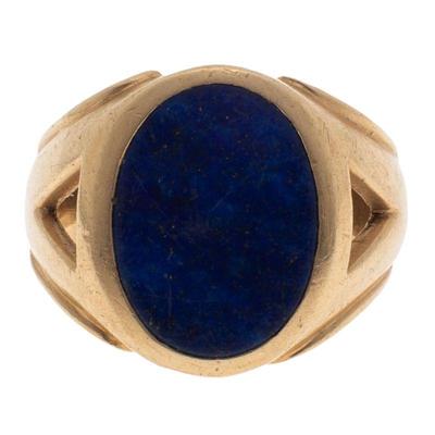 Gent's Lapis Lazuli, 14k Yellow Gold Ring