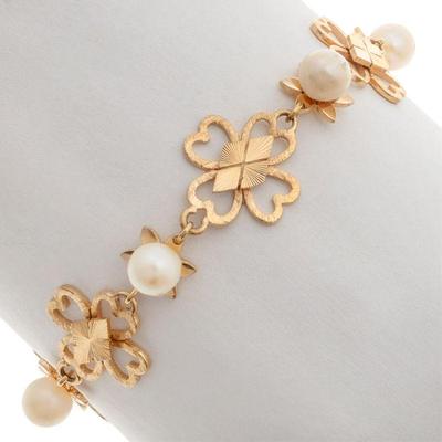 Cultured Pearl, 9k Yellow Gold Bracelet