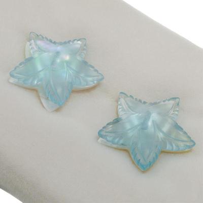 Pair of Unmounted Blue Topaz, Mother-of-Pearl "Flowers"