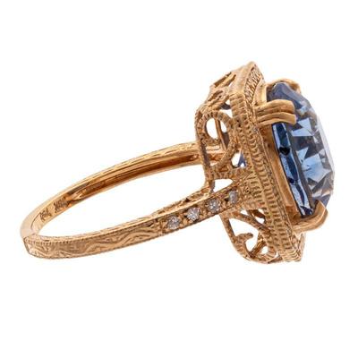 Ceylon No Heat Sapphire, Diamond, 18k Yellow Gold Ring