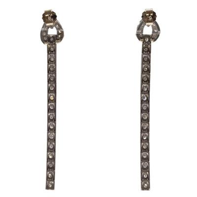 Pair of Diamond, 14k White Gold Earrings