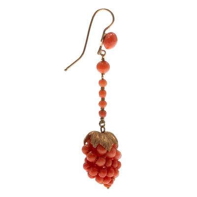 Pair of Coral, 14k Yellow Gold Earrings