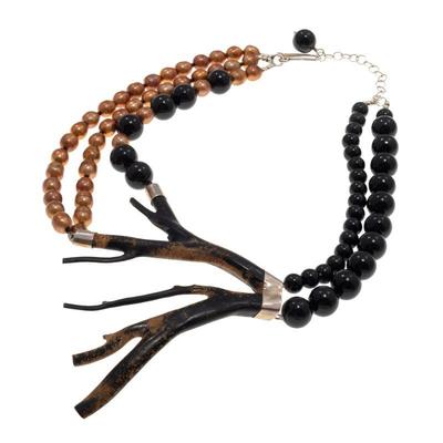 Bill Harris, Piedras San Miguel, Coral, Onyx, Freshwater Cultured Pearl Necklace