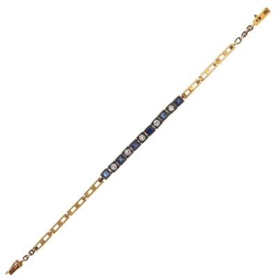 Art Deco Diamond, Sapphire, 18k, Silver Bracelet