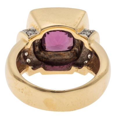 Rhodolite Garnet, Diamond, 14k Yellow Gold Ring