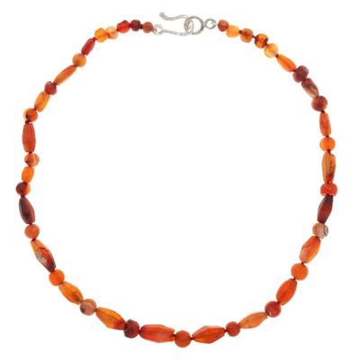 Carnelian Bead, Sterling Silver Necklace