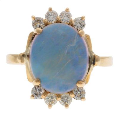 Opal, Diamond, 14k Yellow Gold Ring