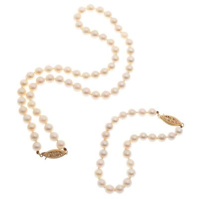 Cultured Pearl, 14k Yellow Gold Jewelry Suite