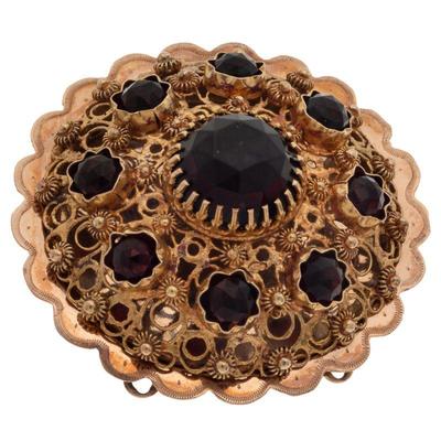 Garnet, 14k Rose Gold Cannetille Pendant