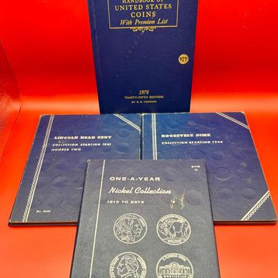 Vintage U.S. Coin Collection Albums + 1978 Handbook of United States Coins