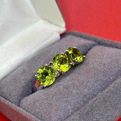 Sterling Silver Peridot Ring & Dangle Earring Set – Marked 925