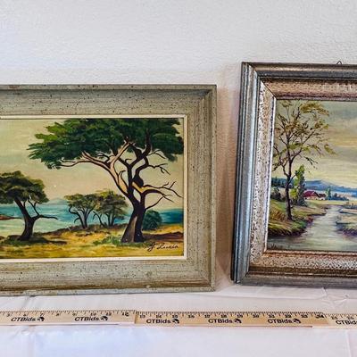 Lot of 3 Vintage Framed Oil Paintings - Signed Landscape & Genre Scenes