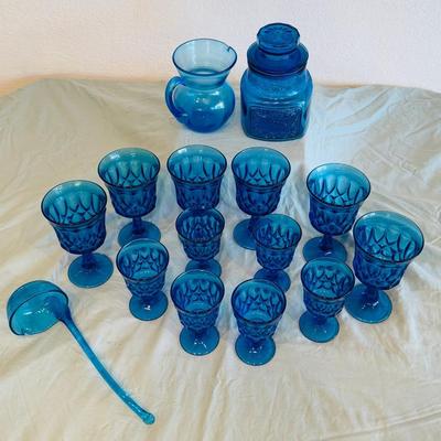 Vintage NORITAKE Perspective Cobalt Blue Glassware