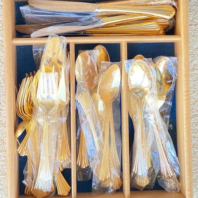 Vintage Gold-Tone Stainless Steel Flatware Set 