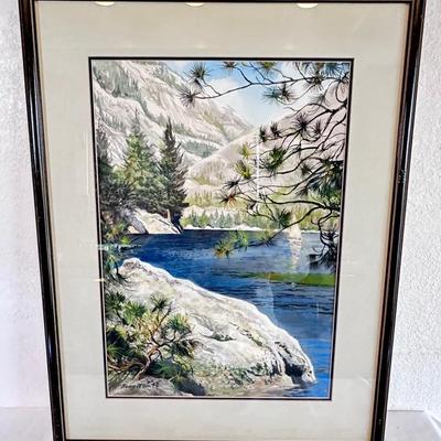 Original Watercolor by Henry W. Smith – Mountain Lake Landscape