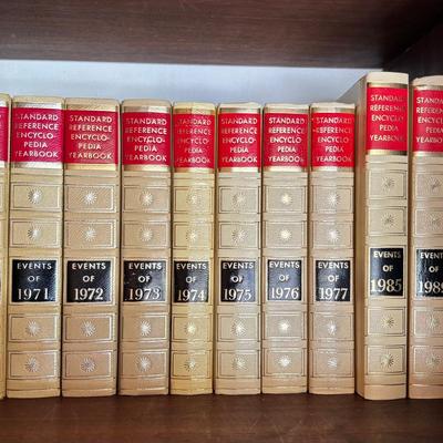 Vintage Funk and Wagnall's New Encyclopedia, Beige Bools w/ Red & Black Banding