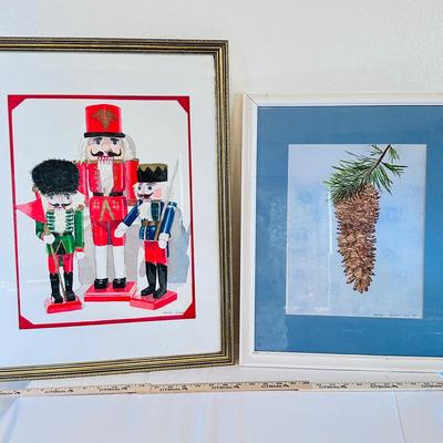 Pair of Original Watercolors by Babbie Castalini – Nutcrackers & Pinecone