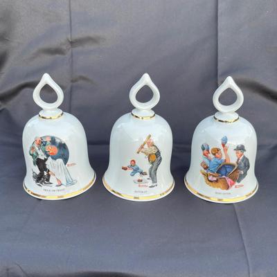 Vintage Danbury Mint Norman Rockwell Limited Edition Bells - Set Of 12