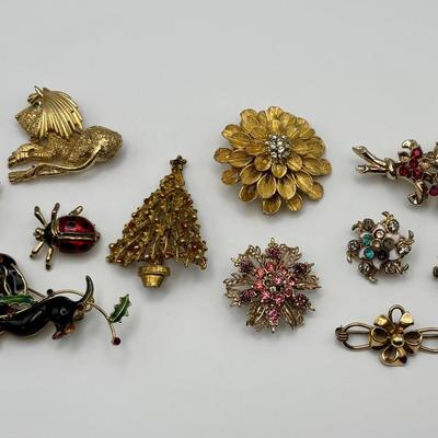 Whimsical Vintage Brooch Lot – 11 Pieces