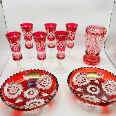 Vintage Bohemian-style Small Wine/Port/Liqueur Glasses & Bowls