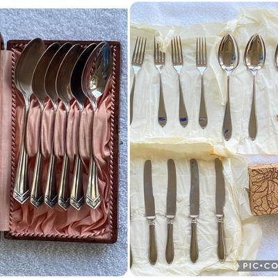 Two Vintage Cutlery Sets – 1960s German Flatware & Silver-Tone Spoons in Case