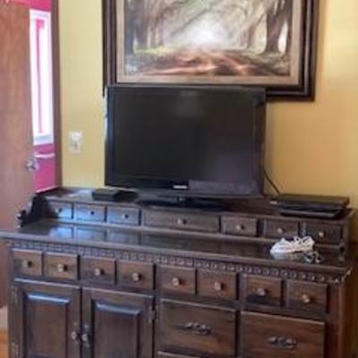 Wood side board and electronics