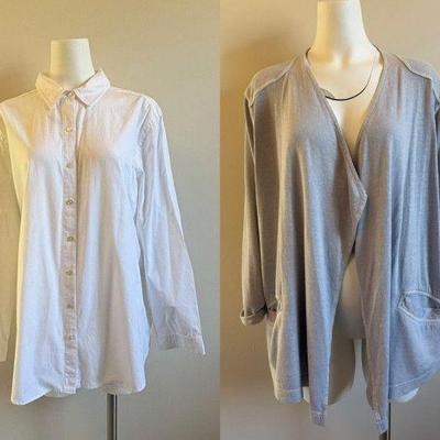 White Cotton Shirt & Cardigan + Bonus - J. Jill & Poetry
