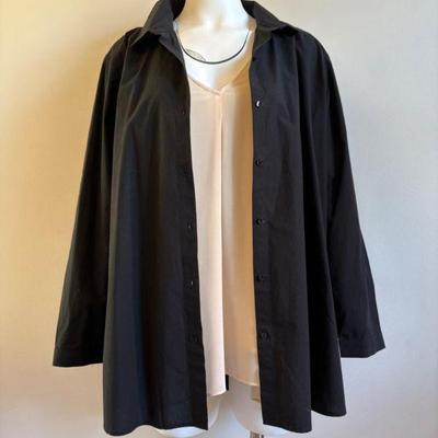 Black Cotton Shirt & Polyester Shell - Eileen Fisher /Lisa Rinna