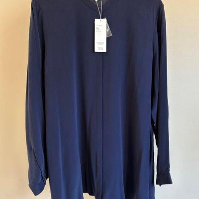 Navy Silk Blouse/Tunic-Eileen Fisher - New w/ Tag