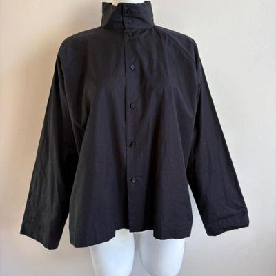 Black High-Neck Cotton Shirt - Eskandar