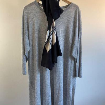 Grey Wool Dress & Scarf - Eileen Fisher