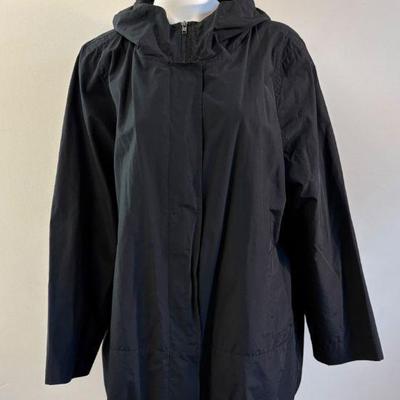 Light Cotton & Nylon Black Coat - Eileen Fisher