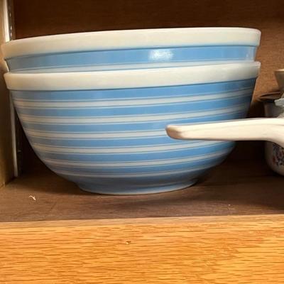 Sale Photo Thumbnail #54: Blue Striped Pyrex Bowls