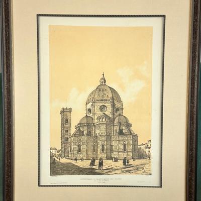 BO022 - Lithograph "Cathedral De Sainte Marie Des Fleurs" Florence.
