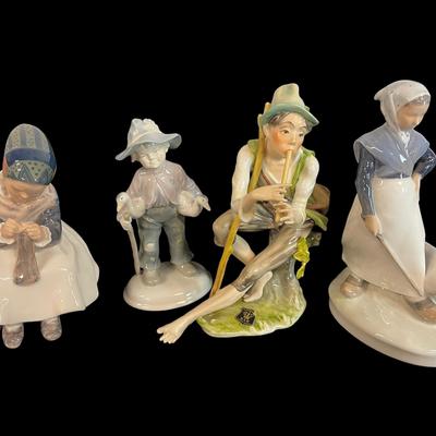 BO205 - Set of 4 European Porcelain Figurines – Royal Copenhagen, Metzler Ortloff, Alka Kunst 