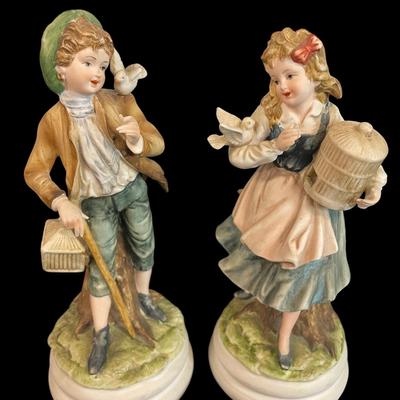 BO202 - Pair of Lefton Figurines – Boy & Girl with Birdcage – Model KW5263