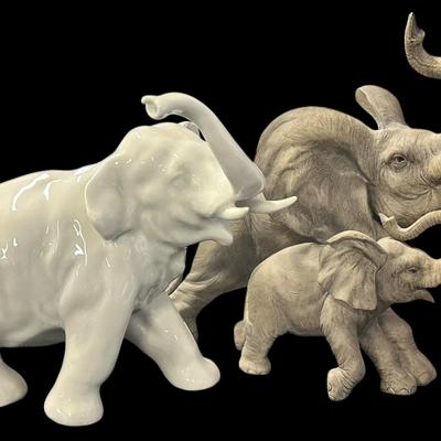 BO100 - Haviland Porcelain Elephant and Ethan Allen Bisque Porcelain Elephant