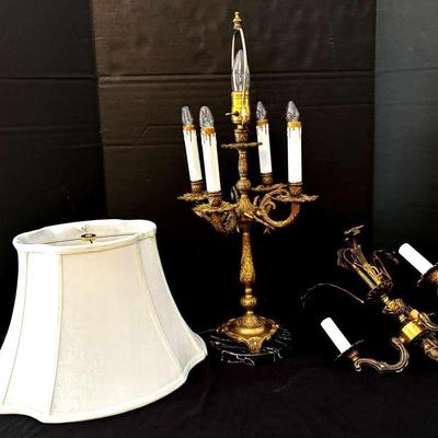 Bronze Like Candelabra With Marble Base And More